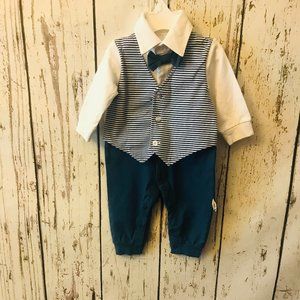 3M Baby Boys Gentleman Romper w/vest and tie
